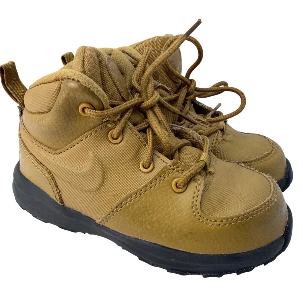 Nike Manoa LTR Kids Boots Wheat Tan Brown High Top Sneakers BQ5374-700 Size 9C